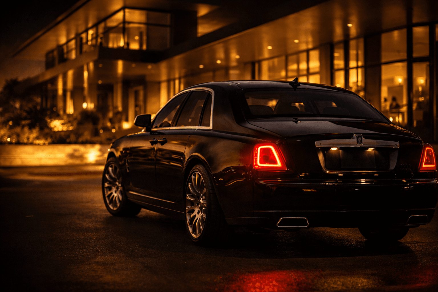 Luxury car at night